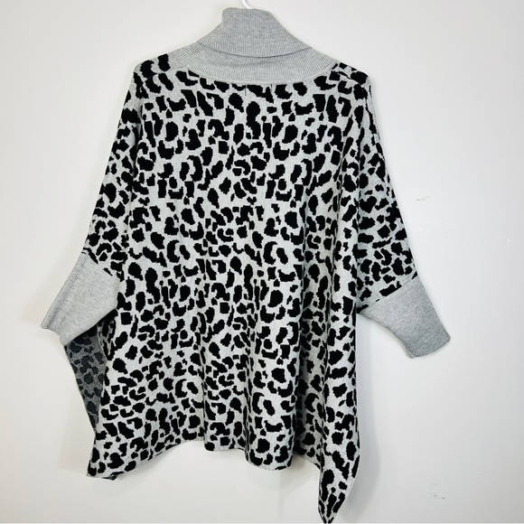 Apricot Animal Print Poncho with Polo Neck and Long Sleeves women One Size - Picture 16 of 16